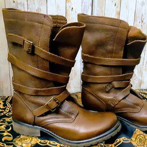 Leather Combat Boots with straps